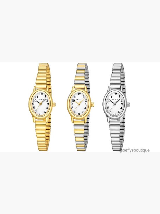 Ladies Quartz Watch Expansion Band 3 Sizes S/M/L Water Resistant Gold main image 7